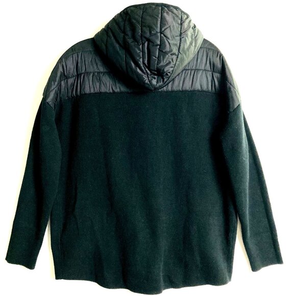 Cynthia Rowley Womens Fleece Jacket Hooded Sz Medium Black Snap Zip Closure - Picture 3 of 12
